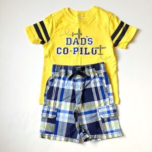 NWT Gymboree Yellow & Navy Plaid Shorts Outfit